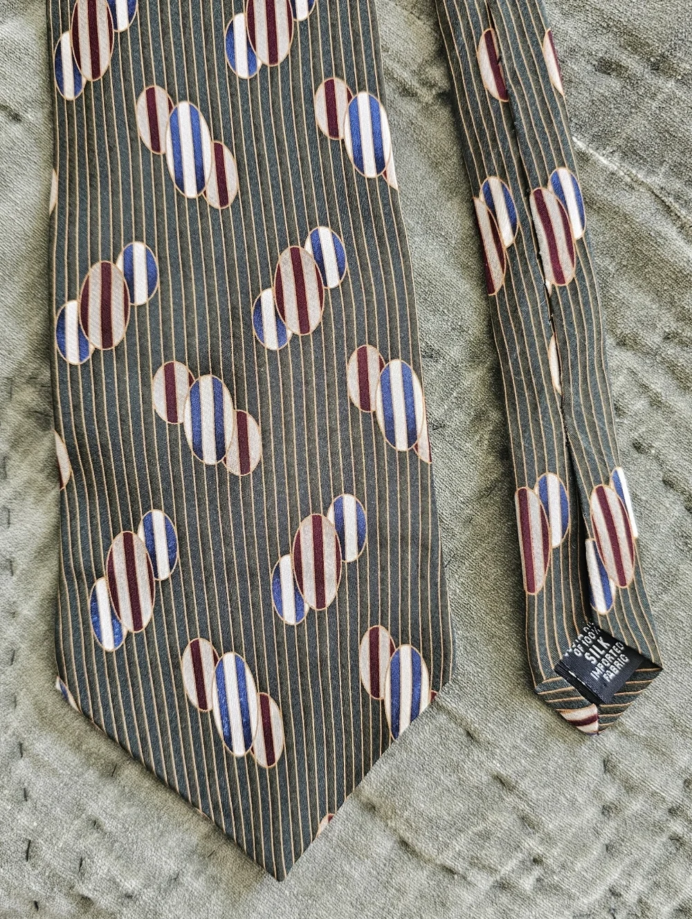 Vintage Bill Blass Black Label Olive Green Silk Wide Tie